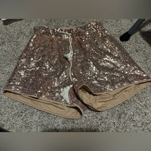 Sequin Shorts in Rose Gold